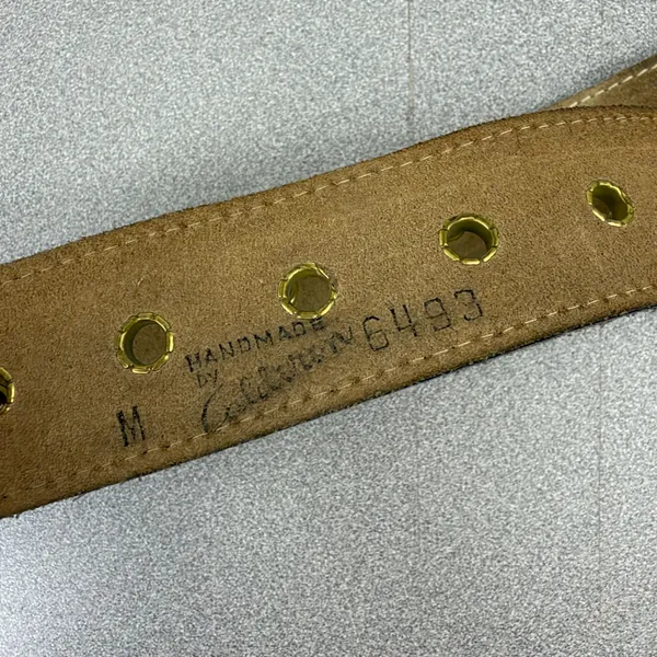 Caulderon Belt Womens Medium Tan Brown Grommet Round Buckle Suede 6493 - Image 6