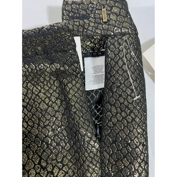 Anne Klein Gold Metallic Snake Skin Ankle Pants‎ Women 14 Straight Leg Trousers - Image 4