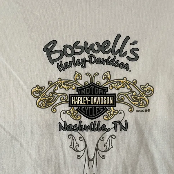 Harley Davidson Woman & Motorcycle Inscribed T-Shirt Nashville, TN Size Med A2 - Image 8
