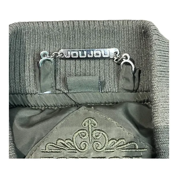 Joujou Bomber Jacket‎ Women Large Olive Green Faux Fur Lined Full Zip Utility - Image 5