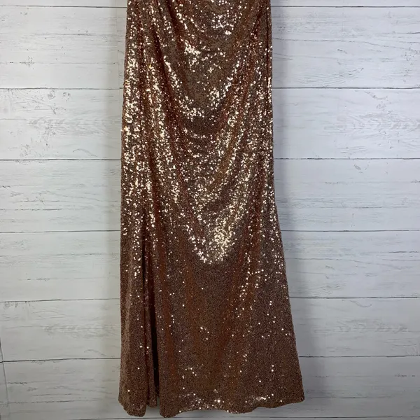 Christina Wu Celebration rose gold strapless sequin dress size 8 - Image 4