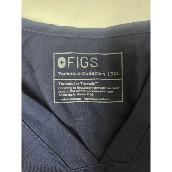 Figs Technical Collection Womens Size 3XL Navy Blue Short Sleeve Scrub Top - Image 4