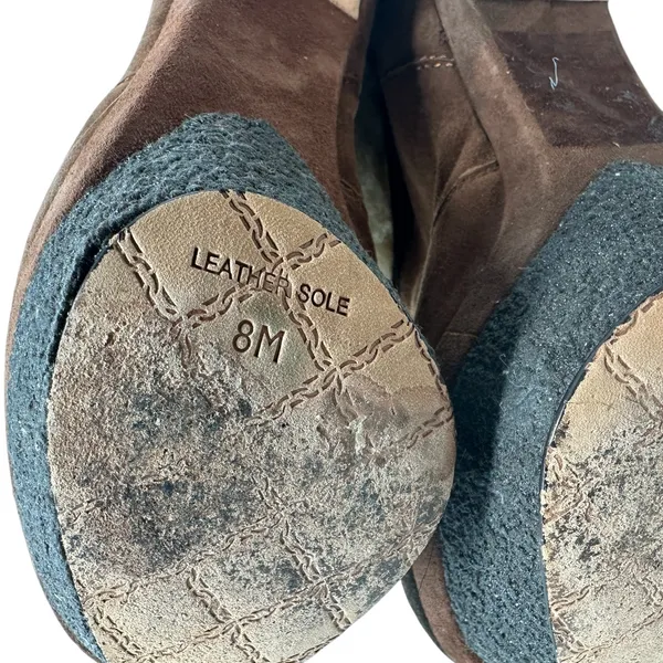 L.A.M.B Pier Booties Suede Shearling Platform‎ Boots High Heels Brown Size US 8 - Image 13