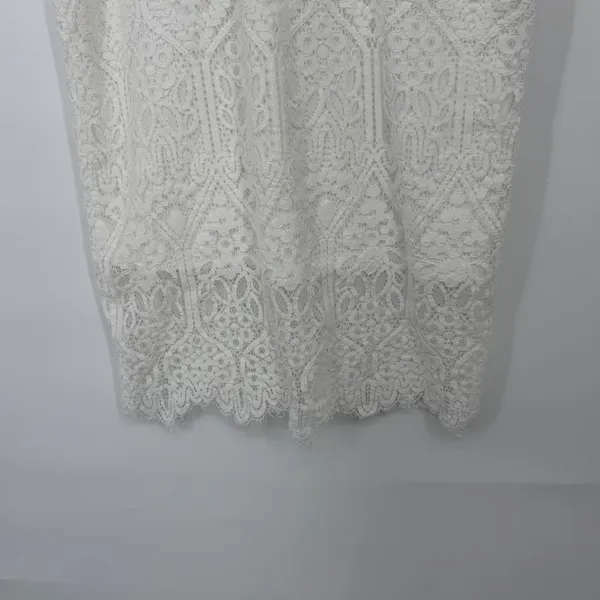 Lulus White Lace Mock Neck Short Sleeve Sheath Dress Size S Bridal Formal‎ - Image 3