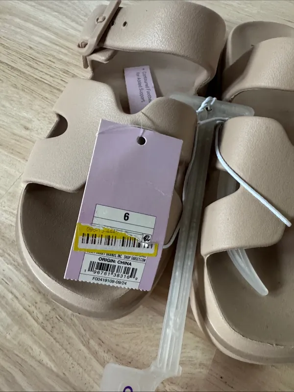 wild fable Neutral Beige Double-Strap Slide Sandals NWT - Image 5