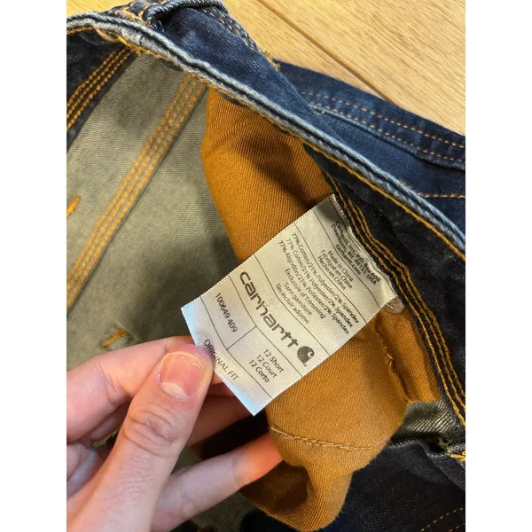 Carhartt Original Fit Dark Wash Bootcut Jeans Womens 12 Short Blue 100649 409 - Image 6