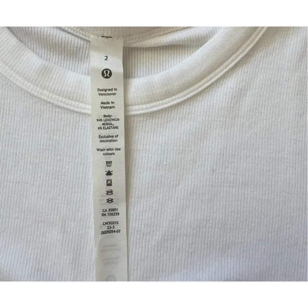 Lululemon Hold Tight White Ribbed Stretch Cropped Short Sleeve T-Shirt Size 2 - Image 4