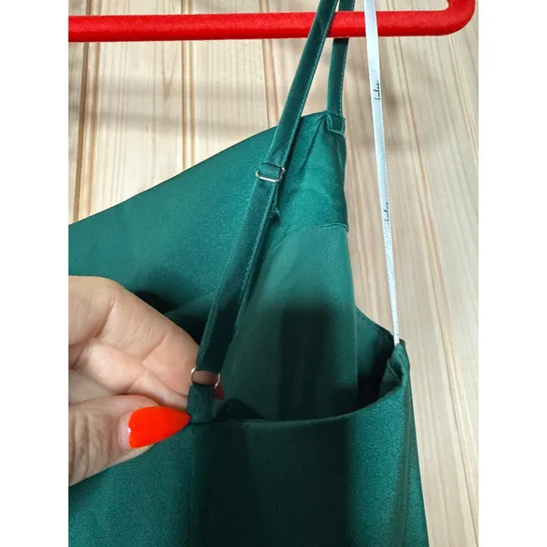 NWT Lulus Hollywood Woman Forest Green Satin Midi Dress Party Wedding Holiday L - Image 7
