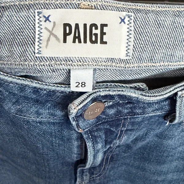 PAIGE Colette‎ Crop Flare Jeans Blaine Destructed Medium Wash Distress 28 - Image 5