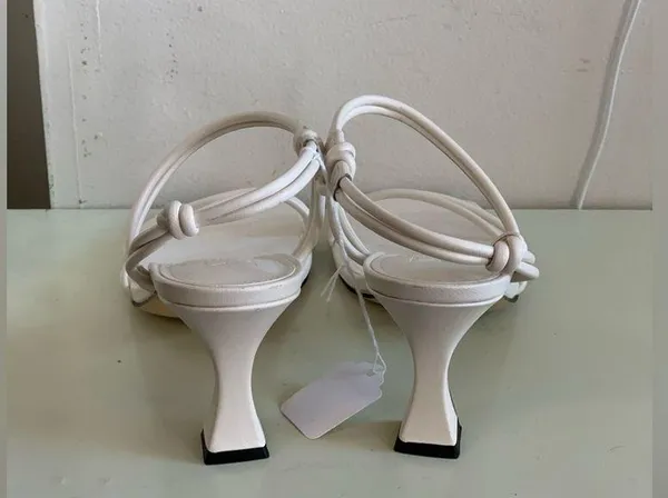 Marc Fisher Elegant Cream Strappy Squared Open Toe Heels. Size-8.5 - Image 3