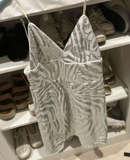 Zebra Silver Sequin Mini Dress - Image 3