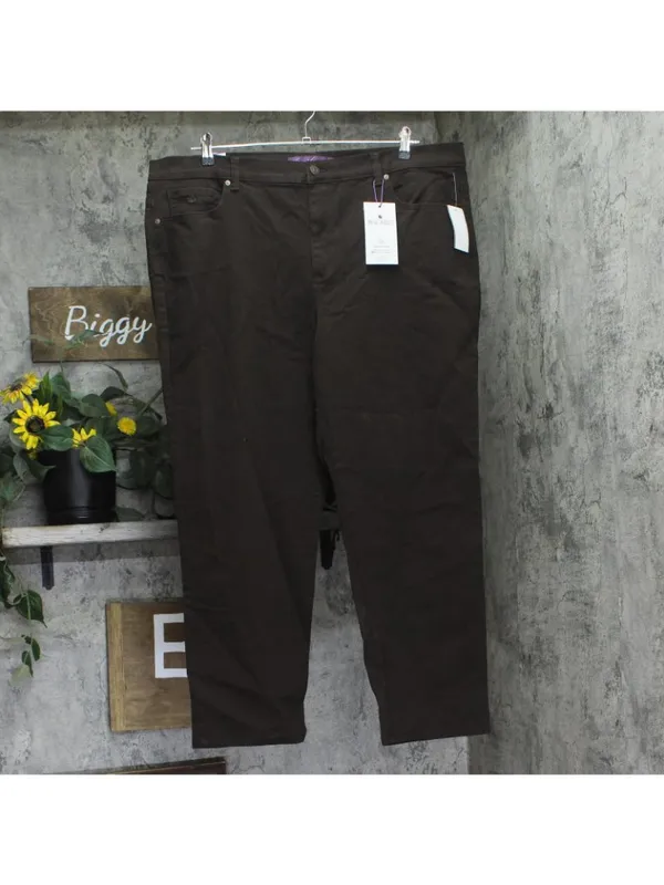 NWT Gloria Vanderbilt Amanda Classic Straight Leg Jeans Coffee Roast Brown 20W - Image 2
