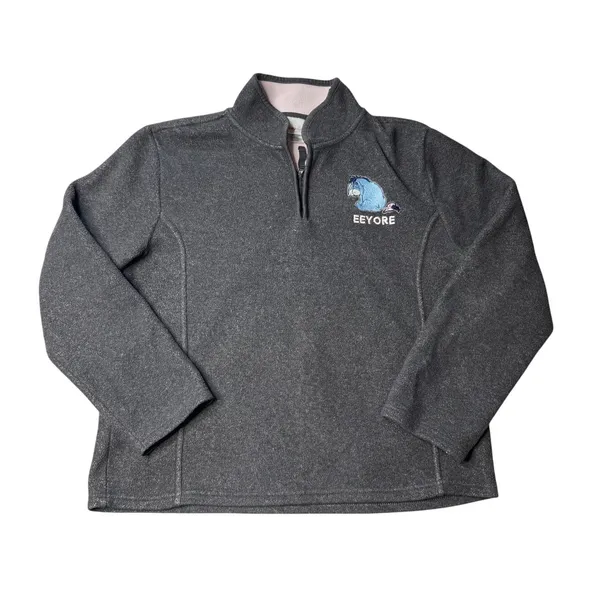 Vintage Disney Eeyore Quarter Zip Fleece M Y2K Poohcore Soft Girl RARE - Image 5