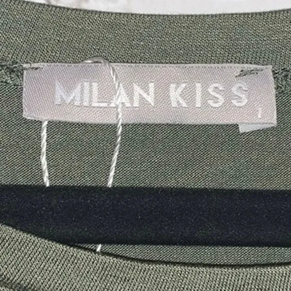 NWOT Milan Kiss‎ Olive Top Large Embroidered Mesh Sleeve Bell Sleeve Boho - Image 4