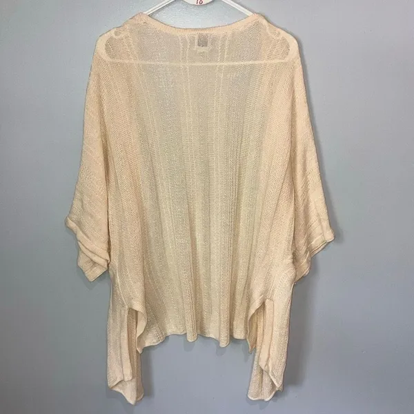 Joie Linen Blend Cream Short Sleeve Open Knit Flowy Cardigan Large Boho #800 - Image 7