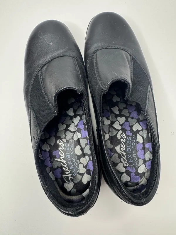 Skechers Black Leather Memory Foam Comfort Loafers Women's Size 8.5 - Image 3