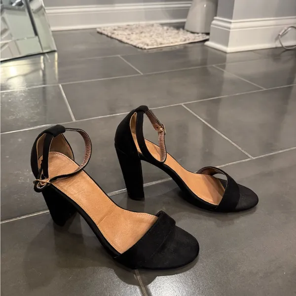 Lulu's Classic Black Ankle Strap Heels - Image 2
