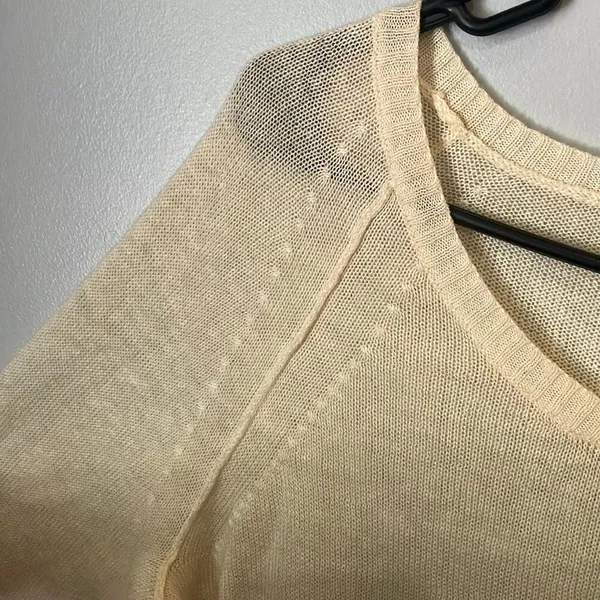 J. Crew 100% linen Cream Pull over Scoop Neck Knit Medium #800 - Image 3