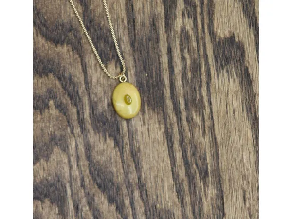 NWT Time and Tru Round Marble Gemstone Pendant Necklace Gold / Yellow 18" + 3" - Image 3