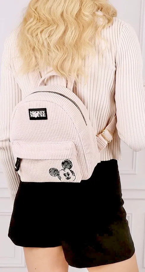 Disney Mickey Mouse Backpack, Beige, Corduroy, mini 24x20x9.5cm, Beige, One Siz - Image 4