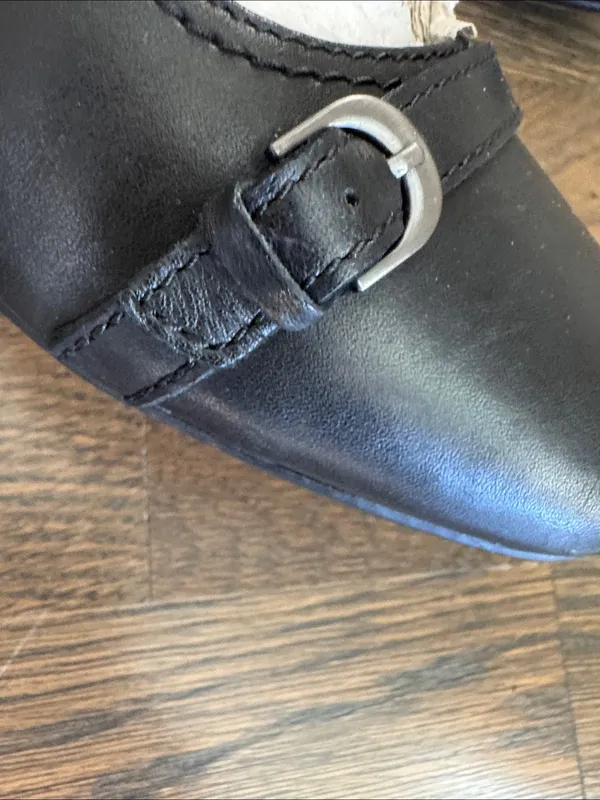 Clarks Black Leather Low Block Heel Marilyn Nora Pumps size 6 - Image 9