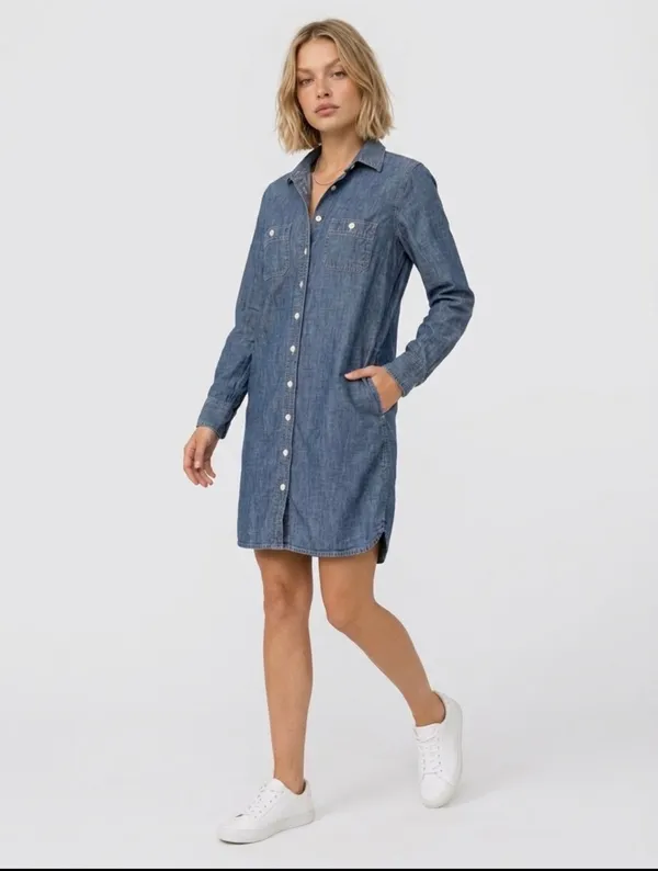 J.Crew blue denim shirt dress in a PXS - Image 2