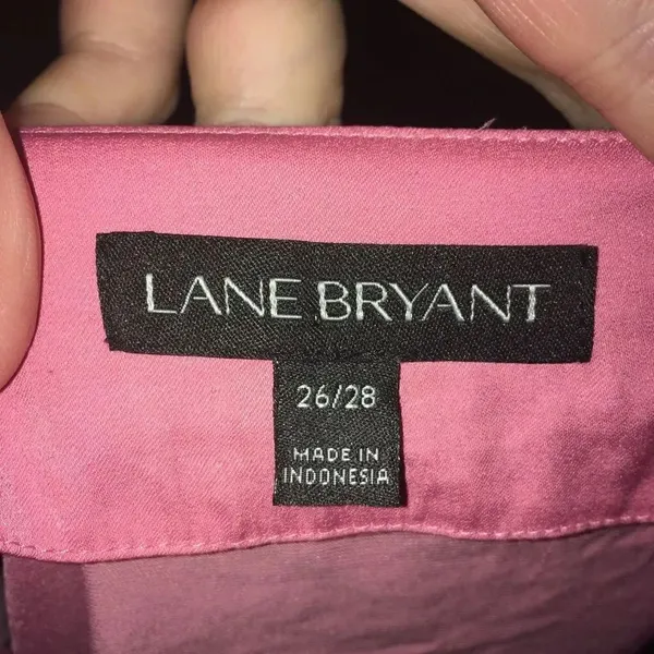 Lane Bryant silky pink v-neck flowy bell sleeve blouse - Image 3