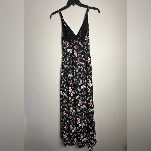 Gap Women‎ Size 6 Maxi Sleeveless Floral Summer Black Dress - Image 3