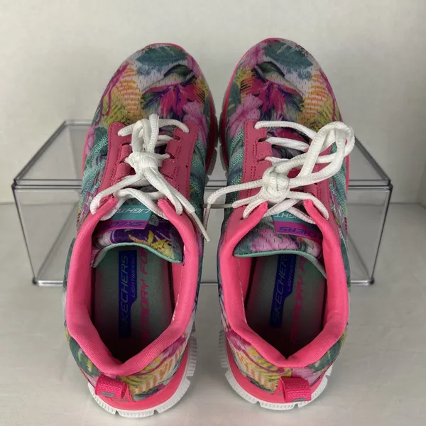 Skechers Flex Appeal Women’s Size 7 Memory Foam Pink Floral Bloom Sneakers - Image 2