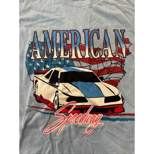 Issac Morris American Speedway Cropped Tee Blue Size M - Image 2