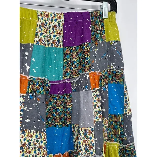 Sweet Miss Maxi Skirt Small‎ Multicolor Patchwork Boho Hippie 100% Cotton Granny - Image 3