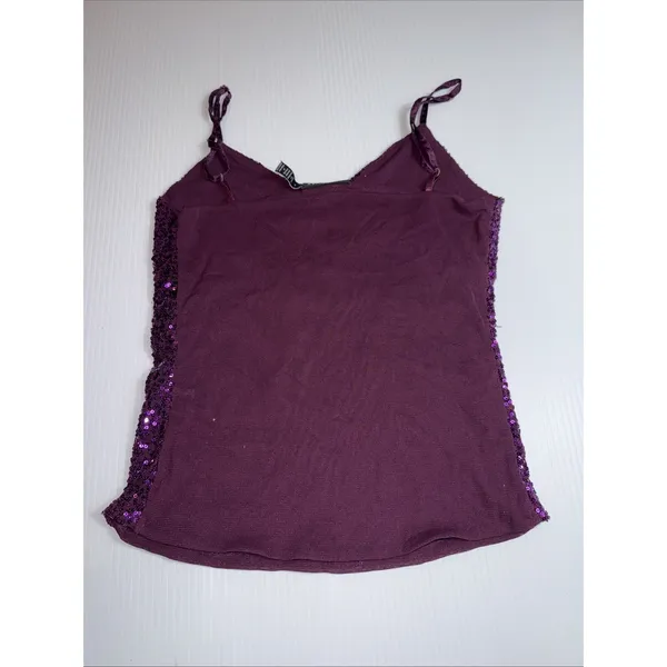 The Limited Sequin Sparkle Purple & Gold Shoulder Strap‎ Womens Tank Top S - Image 11