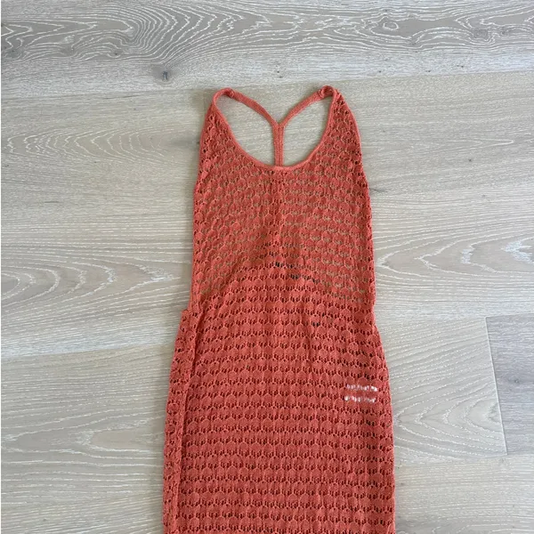 White Fox Maxi Dress Crochet Sleeveless Y Back Do It For Love Size M Orange - Image 2