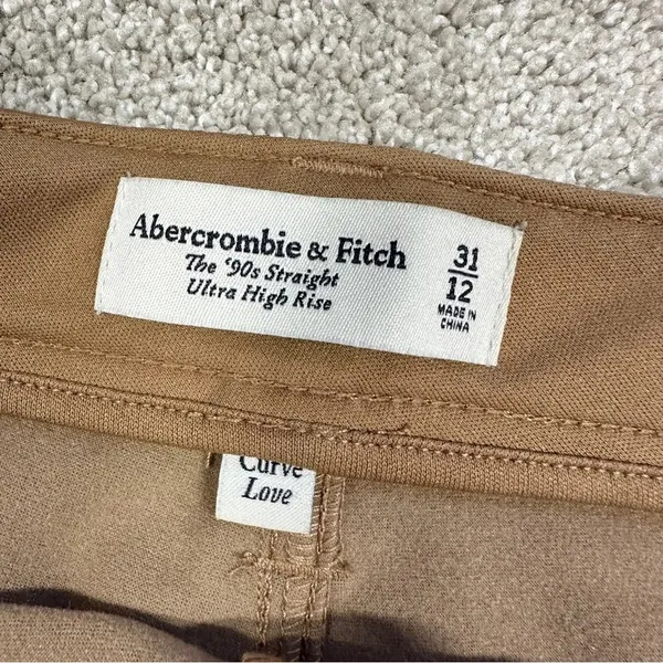Abercrombie & Fitch Curve Love 90s Straight Ultra Hi Rise Pants Vegan Leather 31 - Image 12