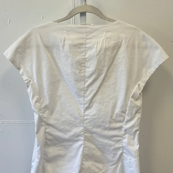 Le Sarte Pettegole White Cotton Blend V-Neck Wrap Blouse‎ Made in Italy Size 46 - Image 5