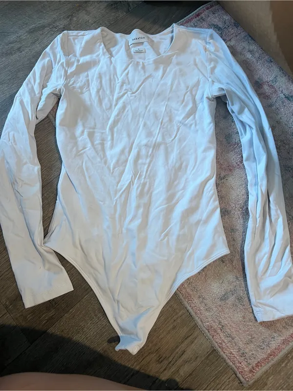 Babaton White Long-Sleeve Bodysuit Tee - Image 2
