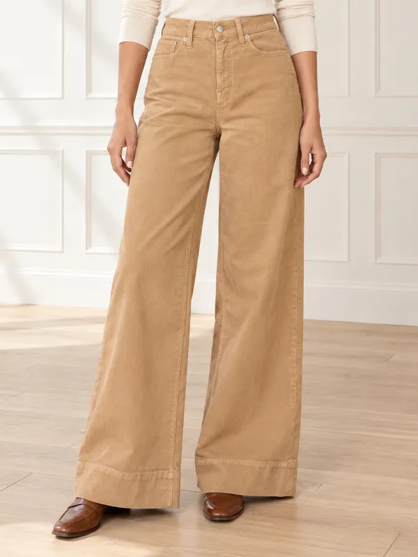 J. Crew Tall Wide Leg Corduroy Pants 26T Tan High Rise Trouser Jeans Stretch - Image 9