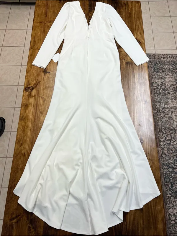 Lulus Stunning Romance White Long Sleeve Mermaid Wedding Maxi Dress Size XL NWT - Image 12