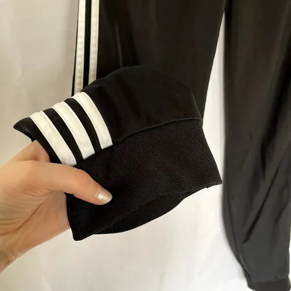 Adidas black and white casual athletic pants‎ zipper pocket women's size medium - Image 4