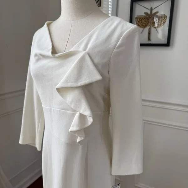 NWT Adriana Papell Ivory Semi Ruffle Sheath Dress $138 2 - Image 4