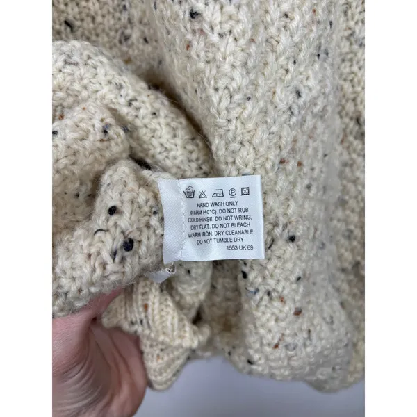 Vintage Highland Home Industries Sweater M Grandma Wool Cable Knit Deer Scotland - Image 5