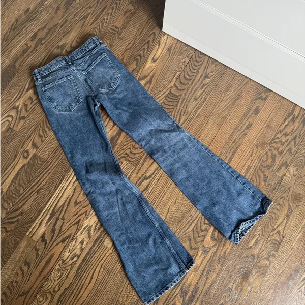 Zara high waisted mini flare rigid denim jean pants size 4, 25” Jean - Image 6