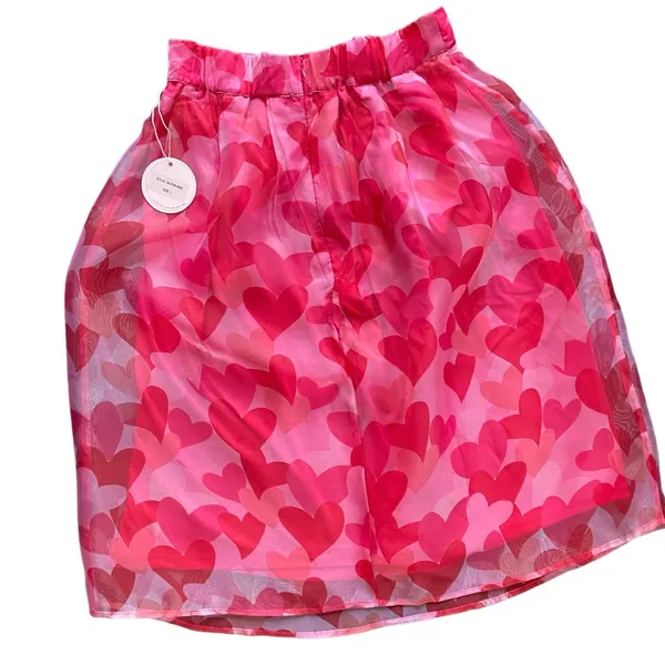 Her Destiny Red & Pink‎ Hearts Sheer Women’s Skirt Size L - Image 3