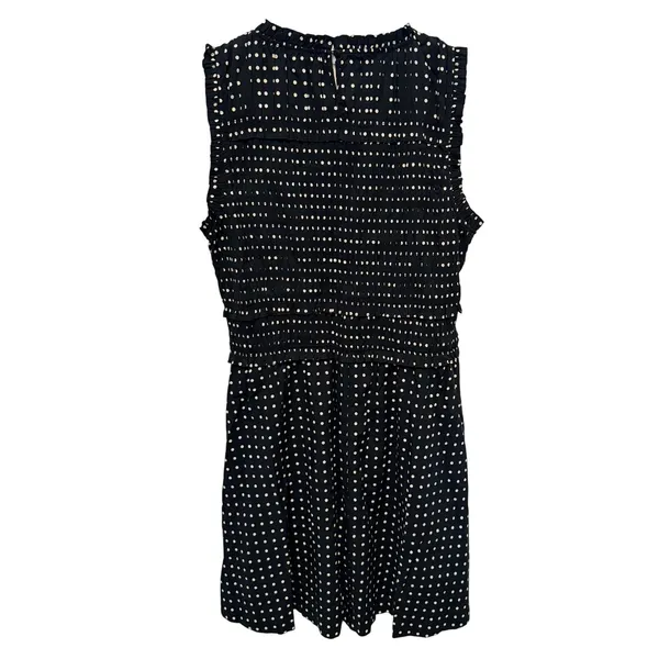 Madewell Dress Sz 10 Black White Polka Dot Smocked Ruffle Mini Sundress Retro - Image 7