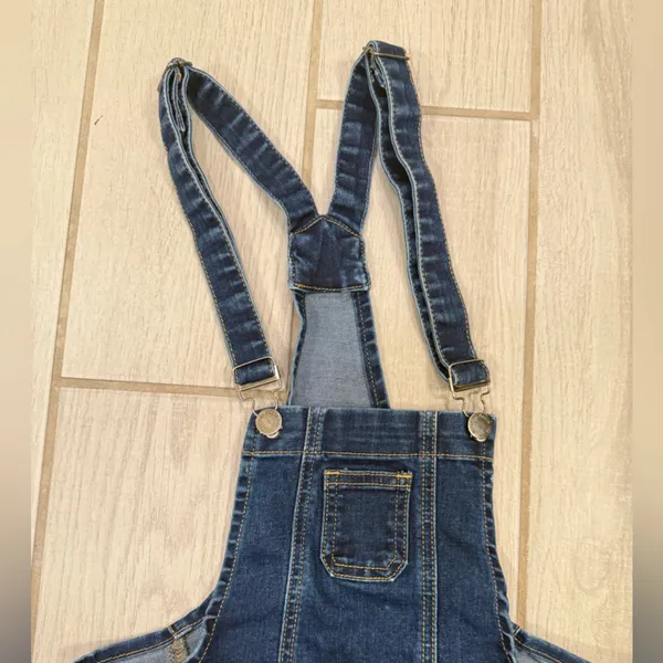 Denim Blue Distressed Short Overalls - Women - Image 4