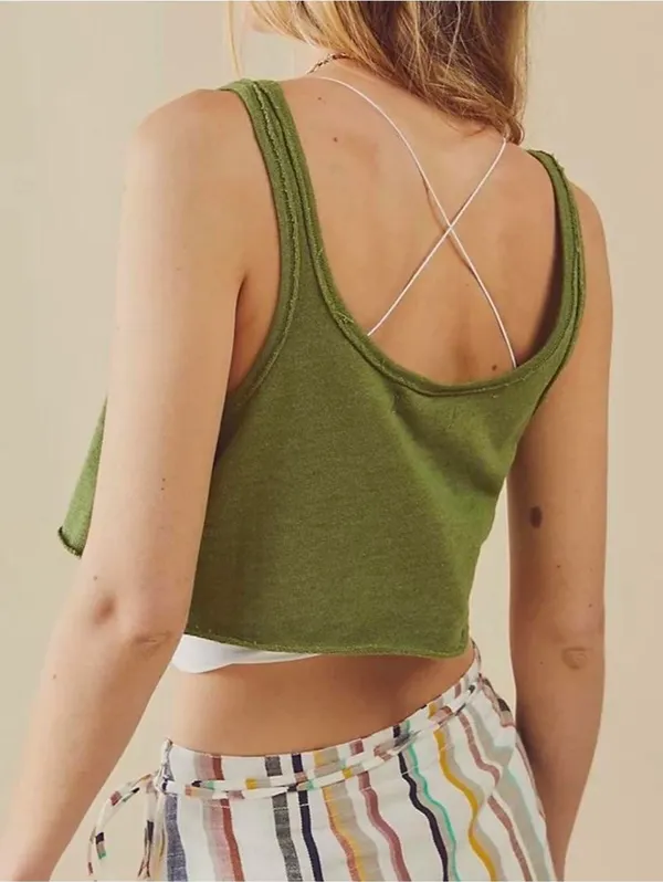 Free People We The Free Crop Top Green XS - Image 2