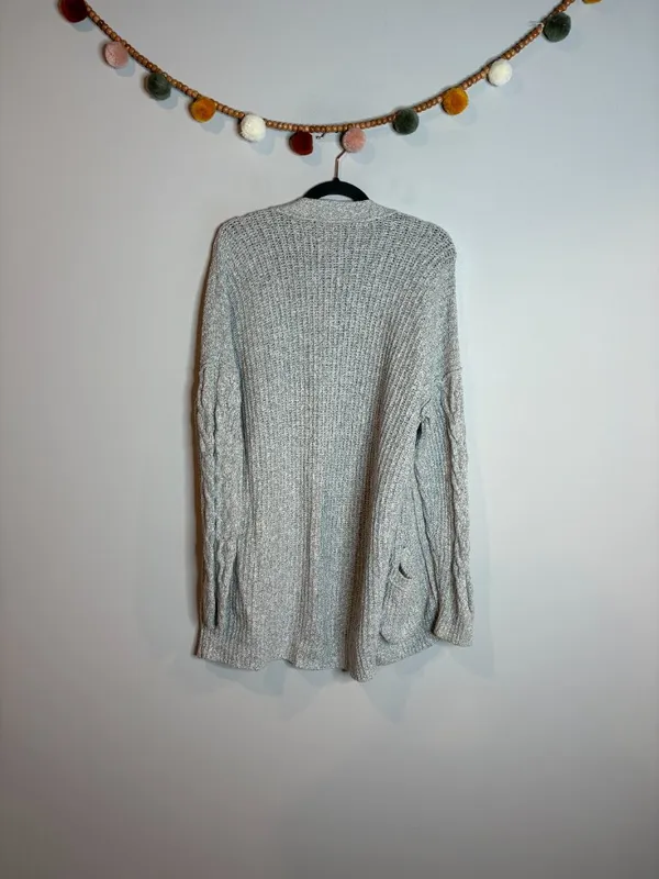 Abercrombie & Fitch grey cable knit sleeve open cardigan sweater - Image 5