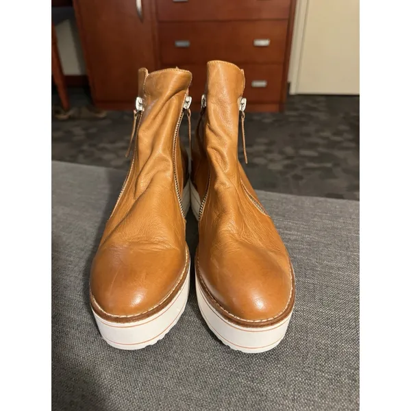 Silent D Nene tan leather booties Women's Size 39 US 8-8.5 Platform - Image 6
