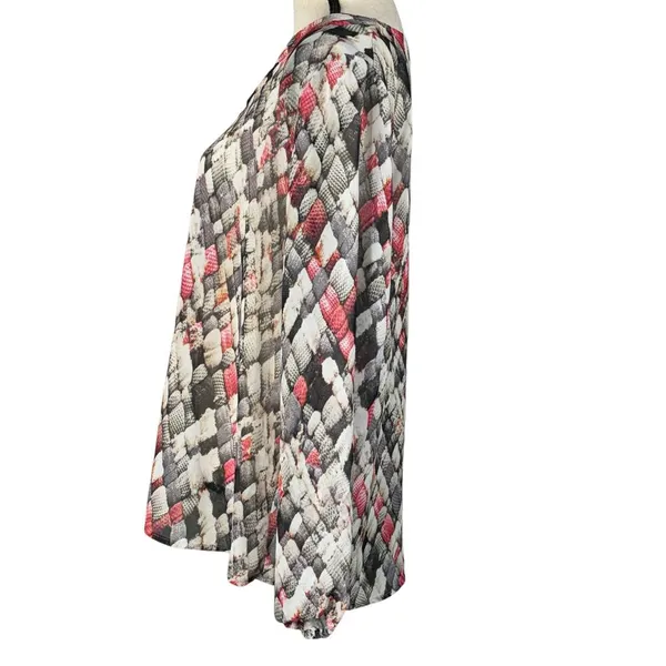 Liz Claiborne Large Top Abstract Long Balloon Sleeves Semi-Sheer Lightweight - Image 6
