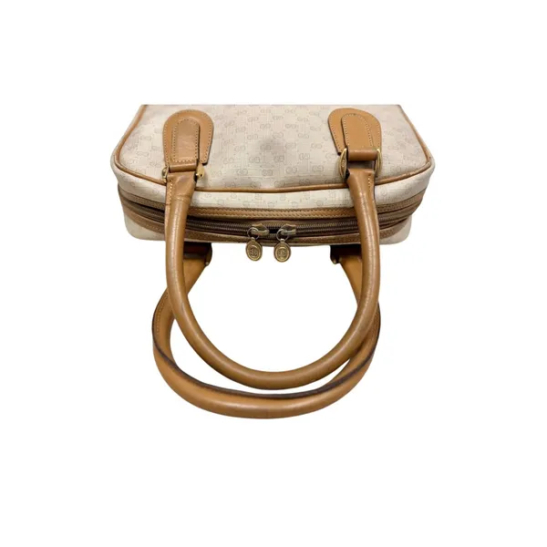 GUCCI Cream GG Monogram Micro Supreme Top Handle Vtg Bag|COA - Image 5